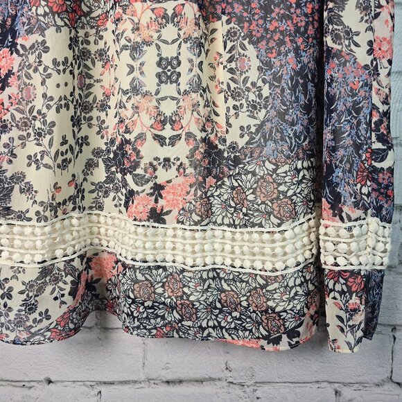 A. BYER SLEEVELESS DRESS LACE NECKLINE ABSTRACT PRINT WOMENS SIZE L - Picture 2 of 5